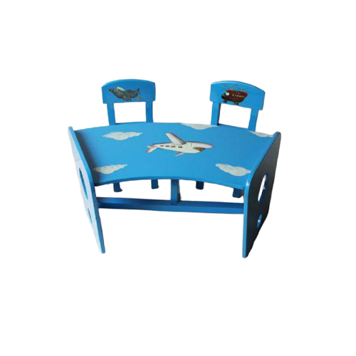 Ncr-122 Curve Table With 2 Chairs - Color: Blue