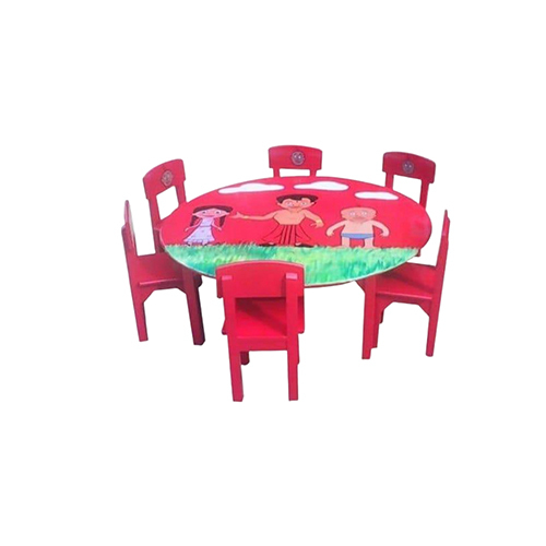 Ncr-143 Round Table With 6 Chairs - Color: Red