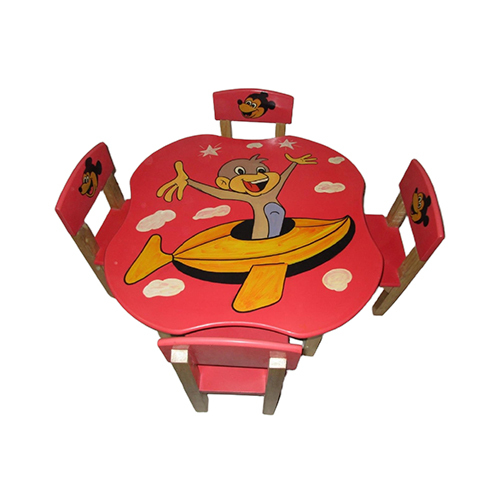 Ncr-143 Round Table With 4 Chairs - Color: Red