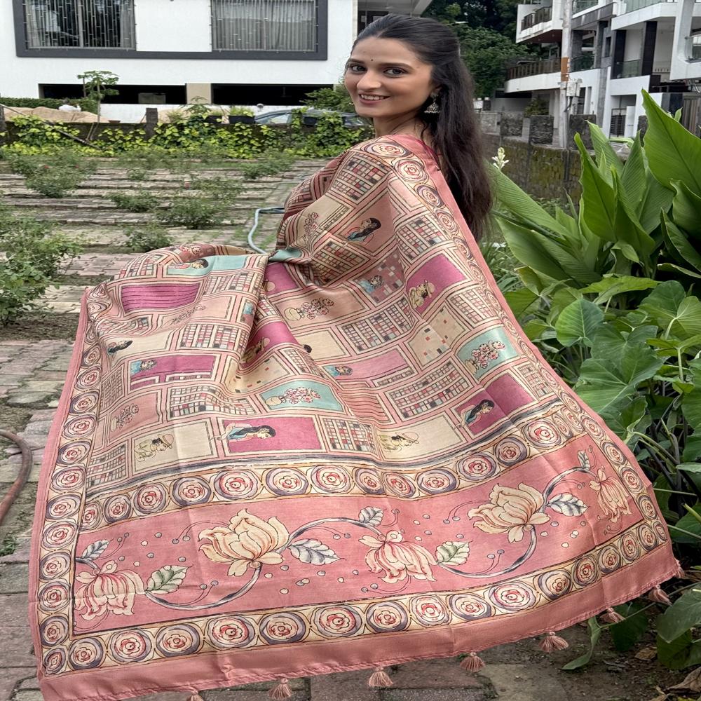 Designer Printed  Pastel Pink saree