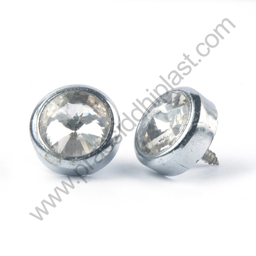 Mirror Cap |Decorative Crystal Cap|Sofa Crystal Button |Designer Furniture Fitting|Cabinet Cap With Crystal - Color: Silver| Black | White