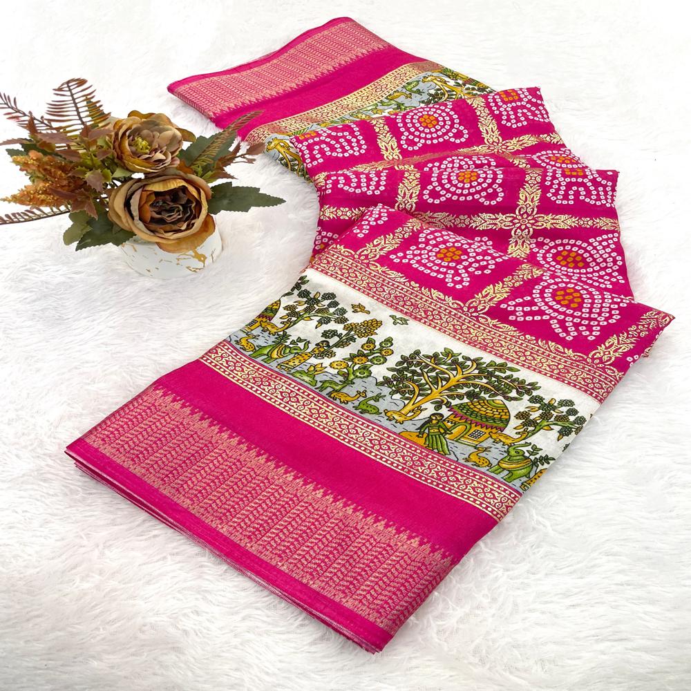 Indian Designer Traditional Dola Silk Bandhani saree