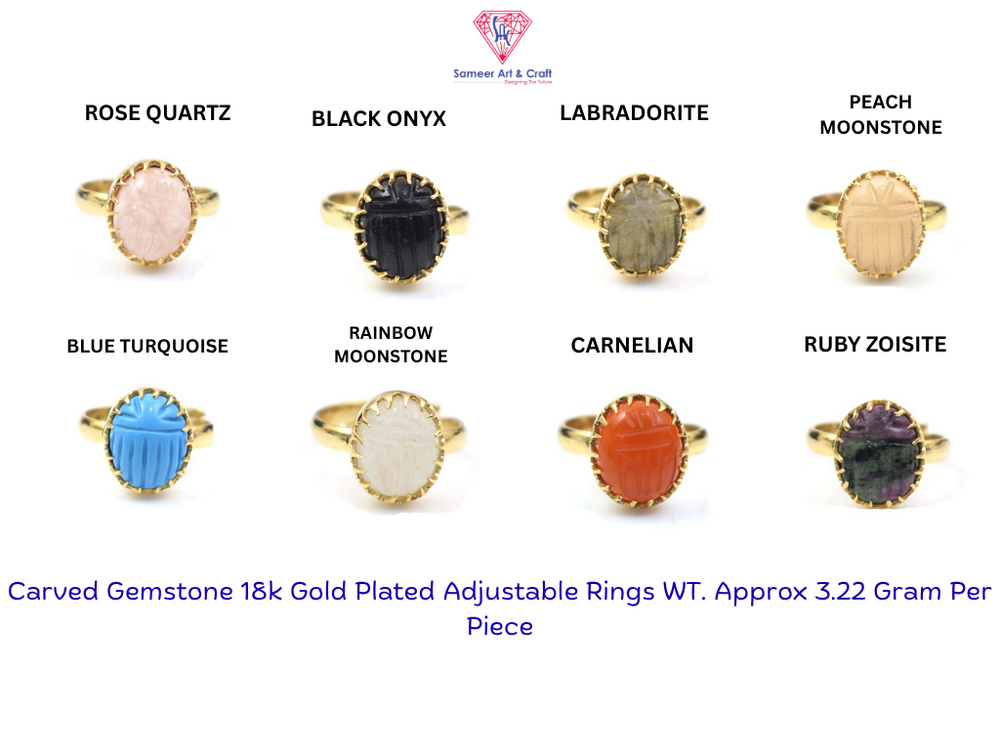 Scarbee Gold Plated Gemstone Rings Vintage Style