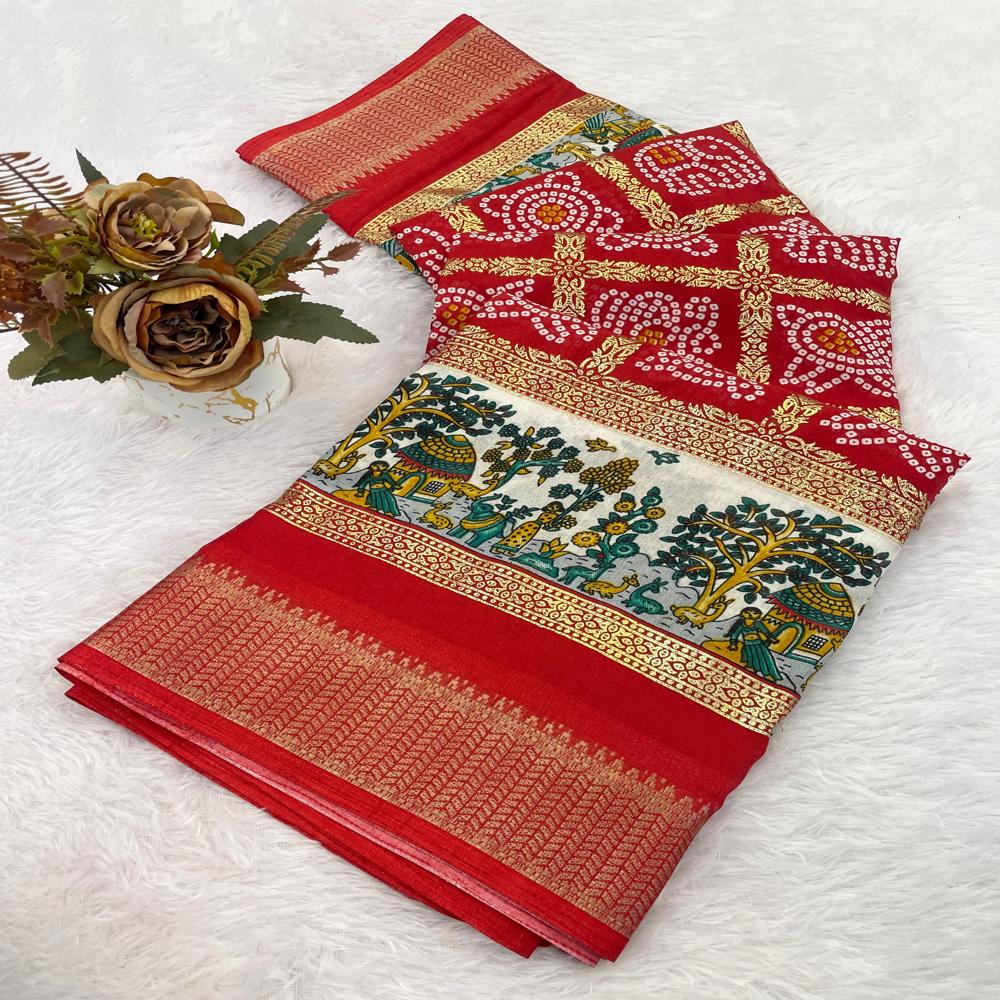 Indian Designer Traditional Dola SIlk Bandhani saree