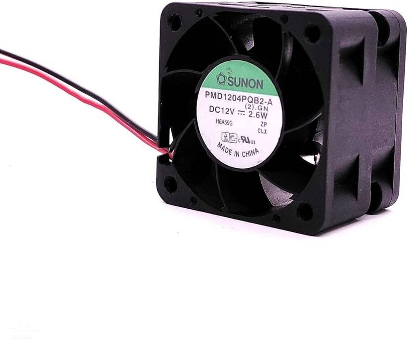 SUNON PMD1204PQB2-A Axial Fan 12V-2.6W DC Brushless Air Cooling Fan 4020mm 2Pin Fan with Heat Sinks All in one Cooler  (Black)