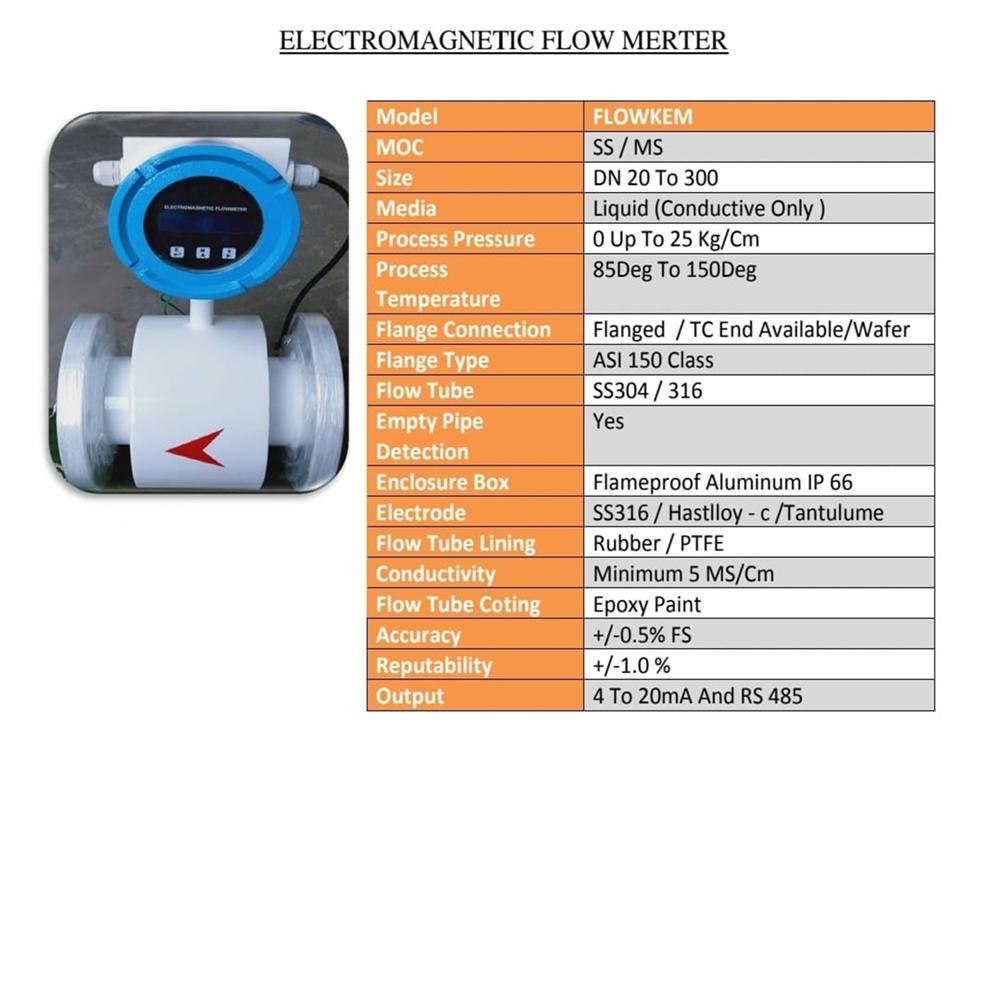 Electromagnetic Flow Meter - Stainless Steel, Dn50-dn300 | Digital Display, 12-24vdc Power, ±0.5% Accuracy, Measures Conductive Liquids
