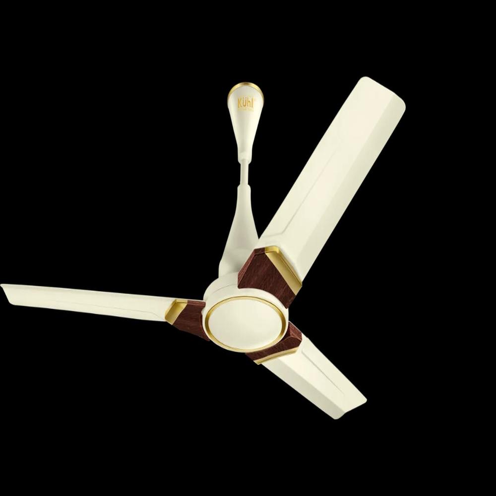 KUHL PRIMA A3 1200MM BLDC FAN - Aerodynamic Aluminium Blade, Ivory Teak, 3 Blades, 350 RPM, Remote Operated | 5 Star Rated, 2 Year Warranty, 29W Power Consumption