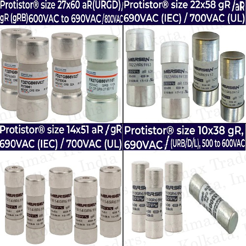 Ferraz Shawmut Mersen Cylindrical Semiconductor Fuse Protistor 10x38 14x51 22x58 27x60 690vac To 1000vac