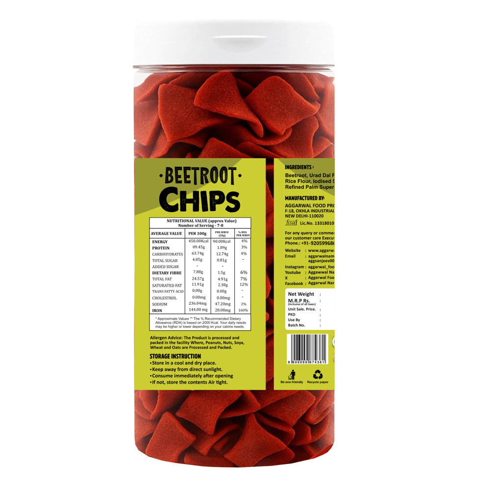 Beetroot Chilly Tomato Chips - Ingredients: Vegan-friendly