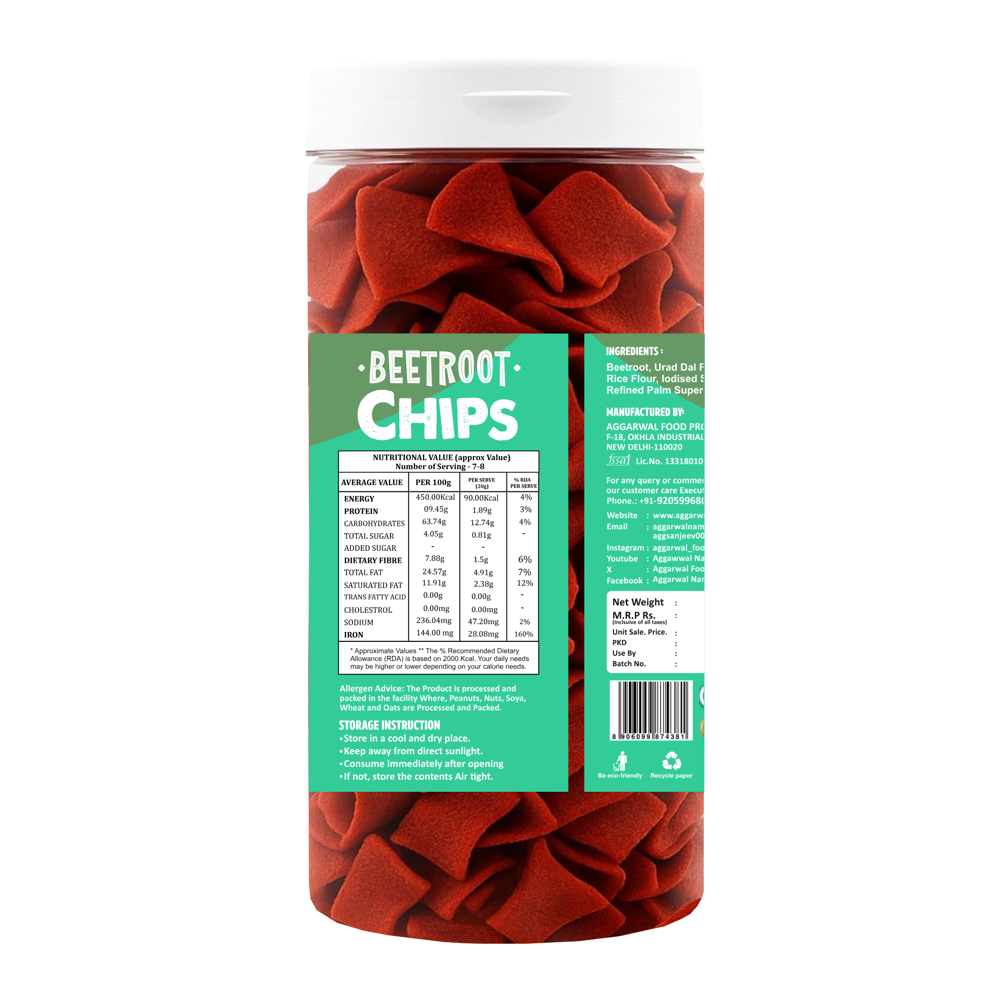 Beetroot Peri Peri Chips - Baked, 24-month Shelf Life | Vegan-friendly, Spicy Flavor, Convenient Bottle Packaging
