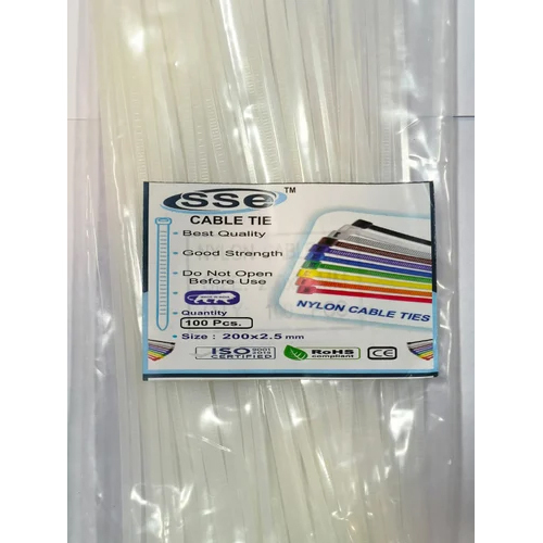 200x2.5mm White Nylon Cable Tie