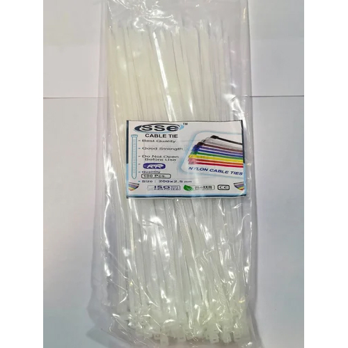 200x2.5mm White Nylon Cable Tie