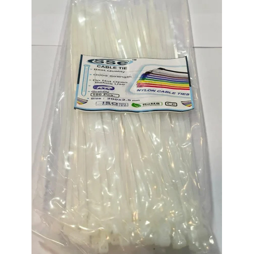 200x2.5mm White Nylon Cable Tie