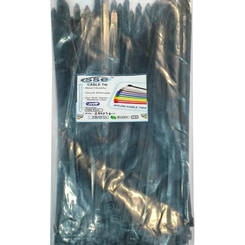 250X7.6Mm Black Nylon Cable Tie - Features: Waterproof