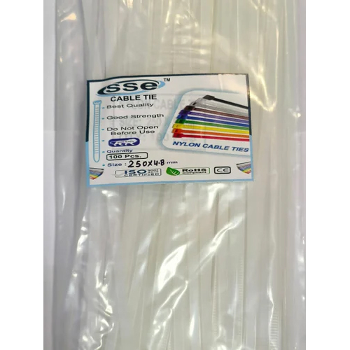 250x4.8mm White Nylon Cable Tie