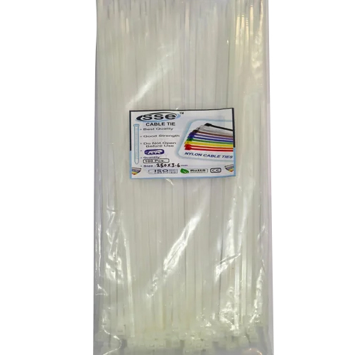 250x3.6mm White Nylon Cable Tie