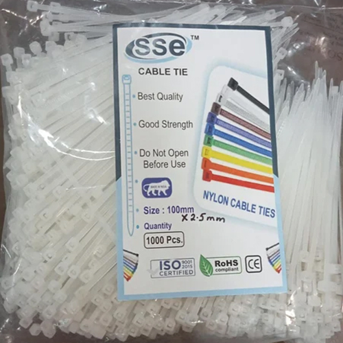 White Plastic Cable Tie - Features: Flexible