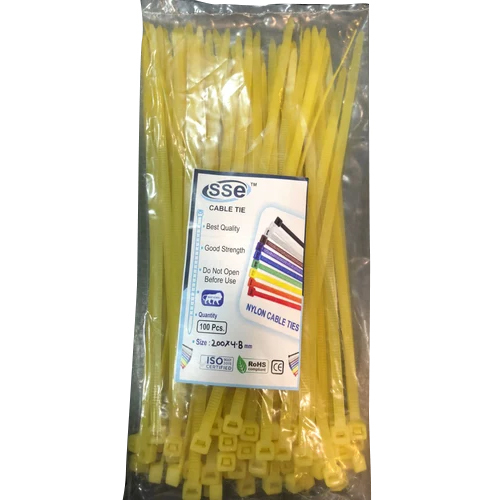 Yellow Plastic Cable Tie - Features: Flexible
