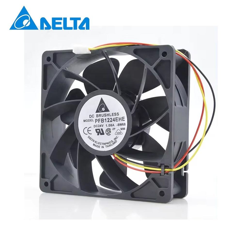 Delta 12CM 24V DC 1.08A PFB1224EHE 120X120X38mm 12038 21.6W 4000RPM 200CFM ACS510 Inverter Cabinet Axial Cooling Fan