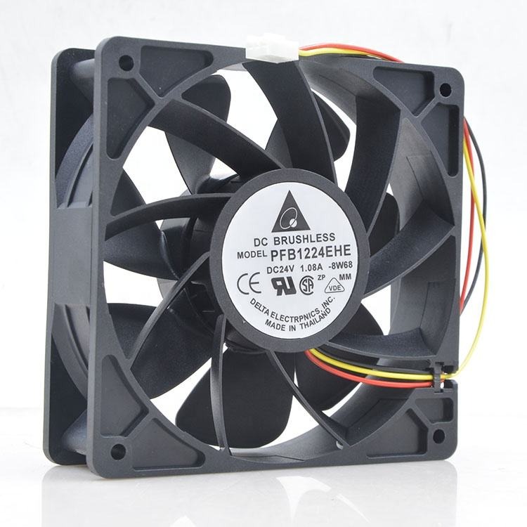 Delta 12CM 24V DC 1.08A PFB1224EHE 120X120X38mm 12038 21.6W 4000RPM 200CFM ACS510 Inverter Cabinet Axial Cooling Fan