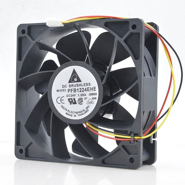 Delta 12CM 24V DC 1.08A PFB1224EHE 120X120X38mm 12038 21.6W 4000RPM 200CFM ACS510 Inverter Cabinet Axial Cooling Fan