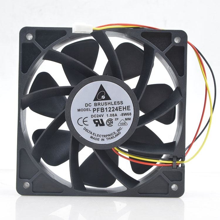 Delta 12CM 24V DC 1.08A PFB1224EHE 120X120X38mm 12038 21.6W 4000RPM 200CFM ACS510 Inverter Cabinet Axial Cooling Fan