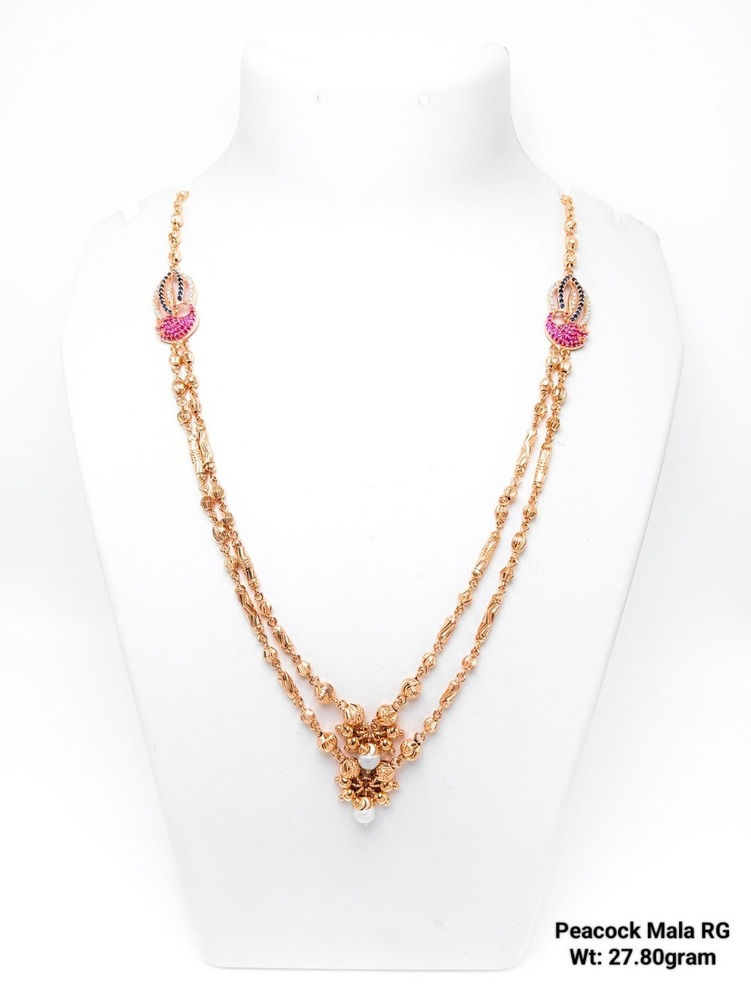 92.5 Silver Peacock Mala Rose Gold