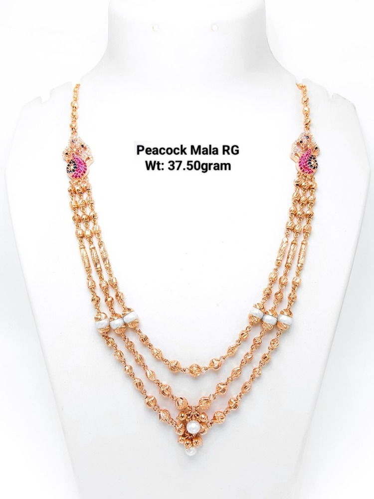 92.5 Silver Peacock Mala Rose Gold