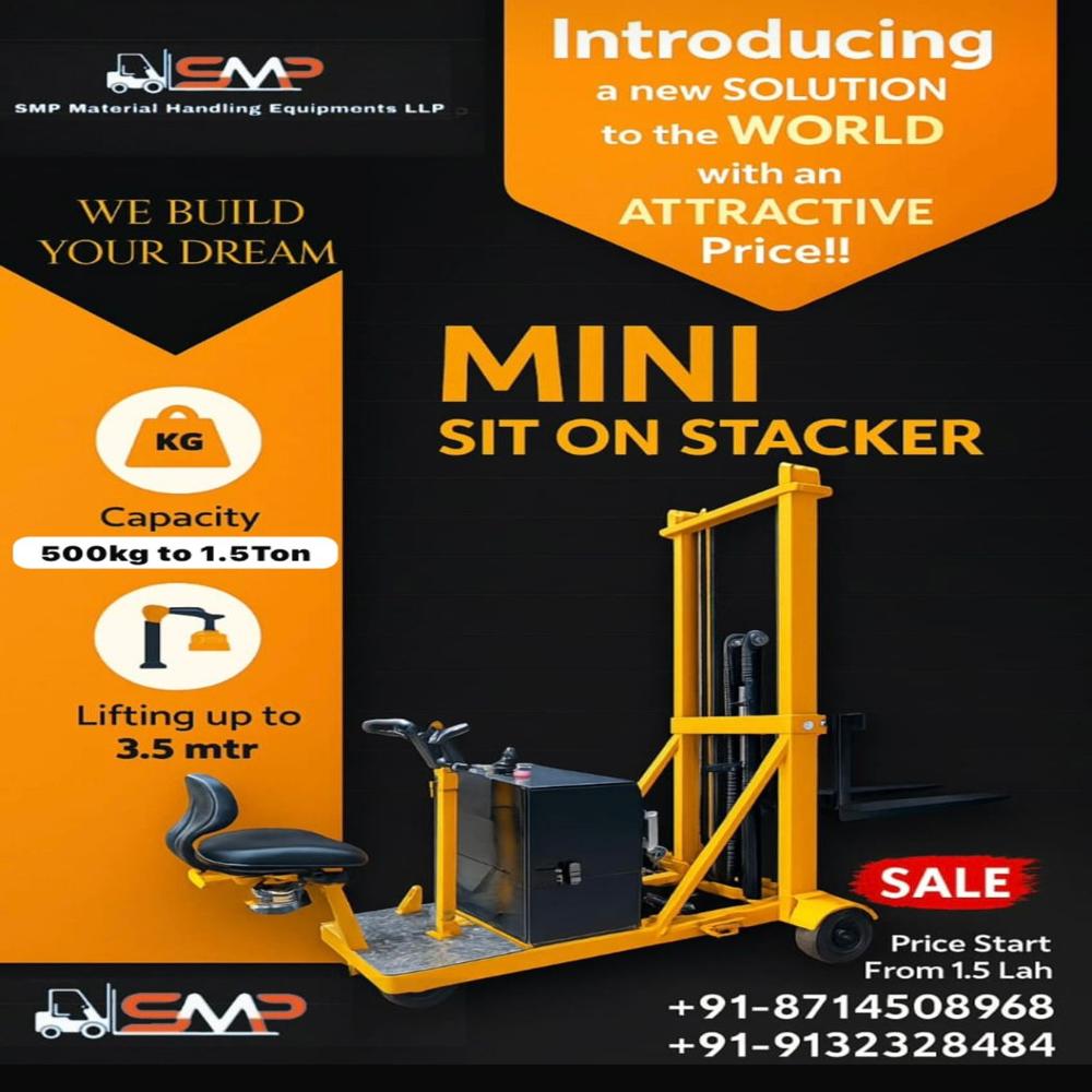 Fully Electrical Sit On Stacker - Color: Yellow & Black