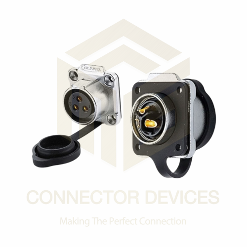 Lp20 500V 20A 3Pin Female Socket Ip67 Waterproof Power Connector Metal Shell Solder Terminal - Color: Silver + Black
