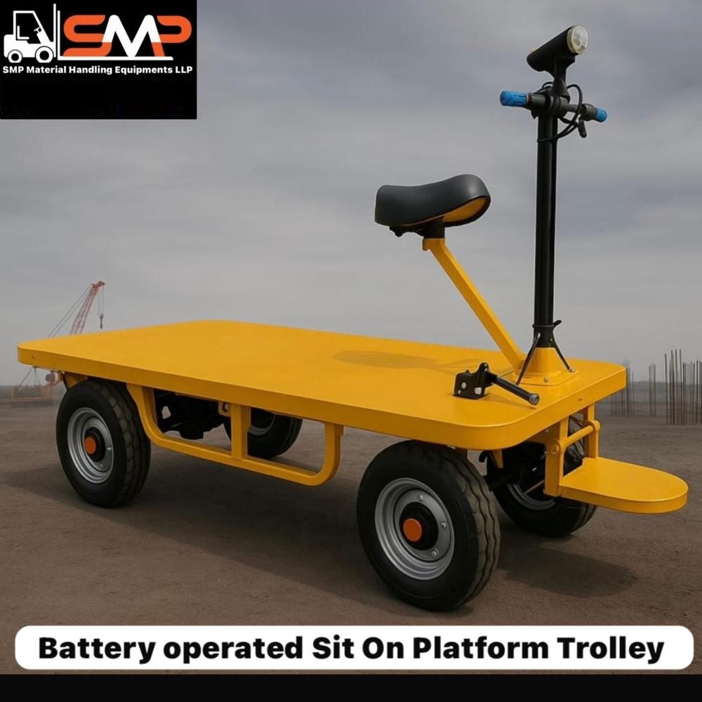 Fully Electrical Sit On Platform Trolley - Color: Yellow & Black