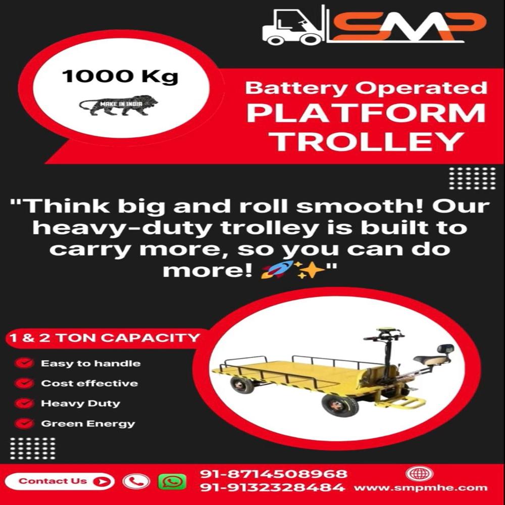 Fully Electrical Sit On Platform Trolley - Color: Yellow & Black