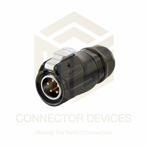 LP20 500V 12A 5Pin Male Plug IP67 Waterproof Power Connector Plastic+Metal Shell Solder Terminal