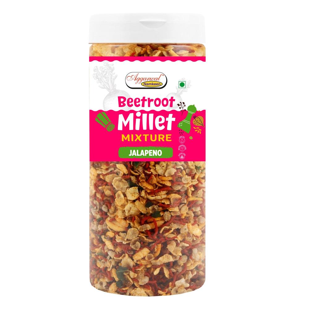 Beetroot Millet Mixture Jalapeno - Vegan-Friendly Beetroot Snacks, Spicy Flavor, 6 Months Shelf Life | Ideal for Snacking, Gifting, Party Use