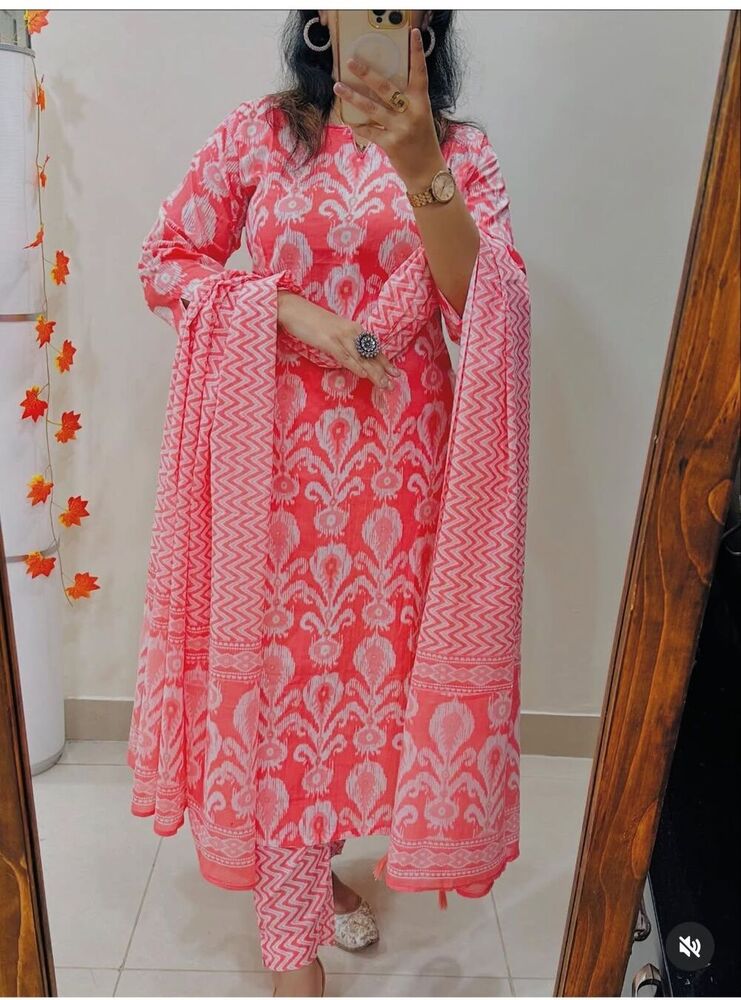 Ladies Designer Suit - Cotton 60 60, Sizes M(38) To Xxxl(46), Available In Various Colors - Casual, Trendy, 3/4th Sleeve, All-season Wear