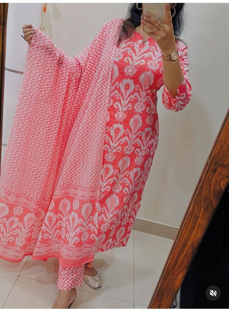 Ladies Designer Suit - Cotton 60 60, Sizes M(38) To Xxxl(46), Available In Various Colors - Casual, Trendy, 3/4th Sleeve, All-season Wear