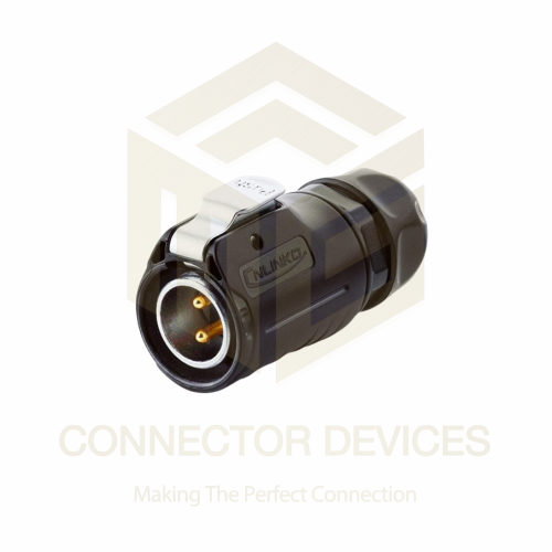 LP20 500V 20A 2Pin Male Plug IP67 Waterproof Power Connector Plastic+Metal Shell Solder Terminal