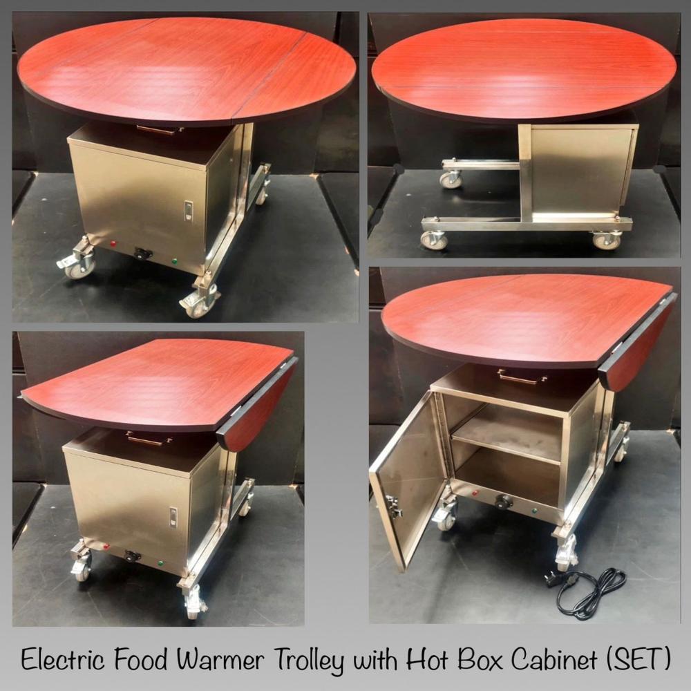 Electric Food Warmer Trolley - Color: Silver