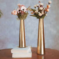 Iron Golden Metal Slim Vase - Design Type: Modern