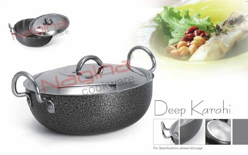 Non Stick Deep Kadhai - Stainless Steel, 5.8mm Thickness | Spiral Cutting Bottom, Rugged Design, Durable for Deep Frying