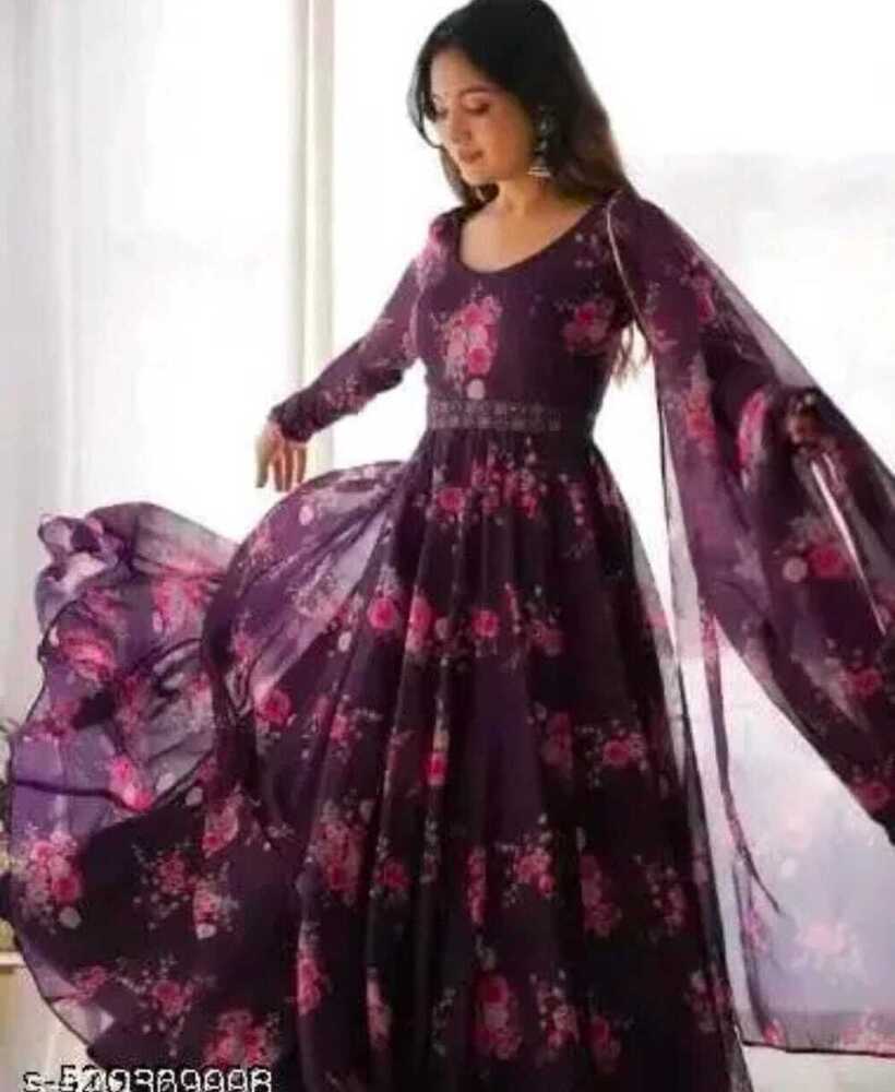 Fancy Gown Duppata For Girl - Color: Multi Color