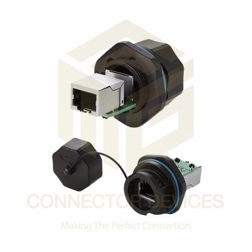 YT RJ45 Cat5e Female Socket PCB Dual Port IP67 Waterproof Ethernet Connector