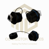 Yt Rj45 Cat5e Female Socket Straight Dual Port Ip65 Waterproof Ethernet Connector - Engineering Plastic/abs, 108x28x30mm, Black | Dual Cat5e Ports, Gold-plated Brass Contacts, Ip65 Dustproof Waterproof