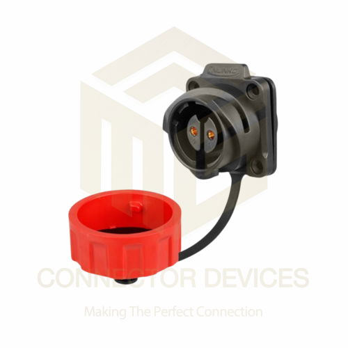 YM24 35A 2Pin Female Socket IP67 Waterproof Power Connector Flange Mount Plastic Shell Solder Terminal