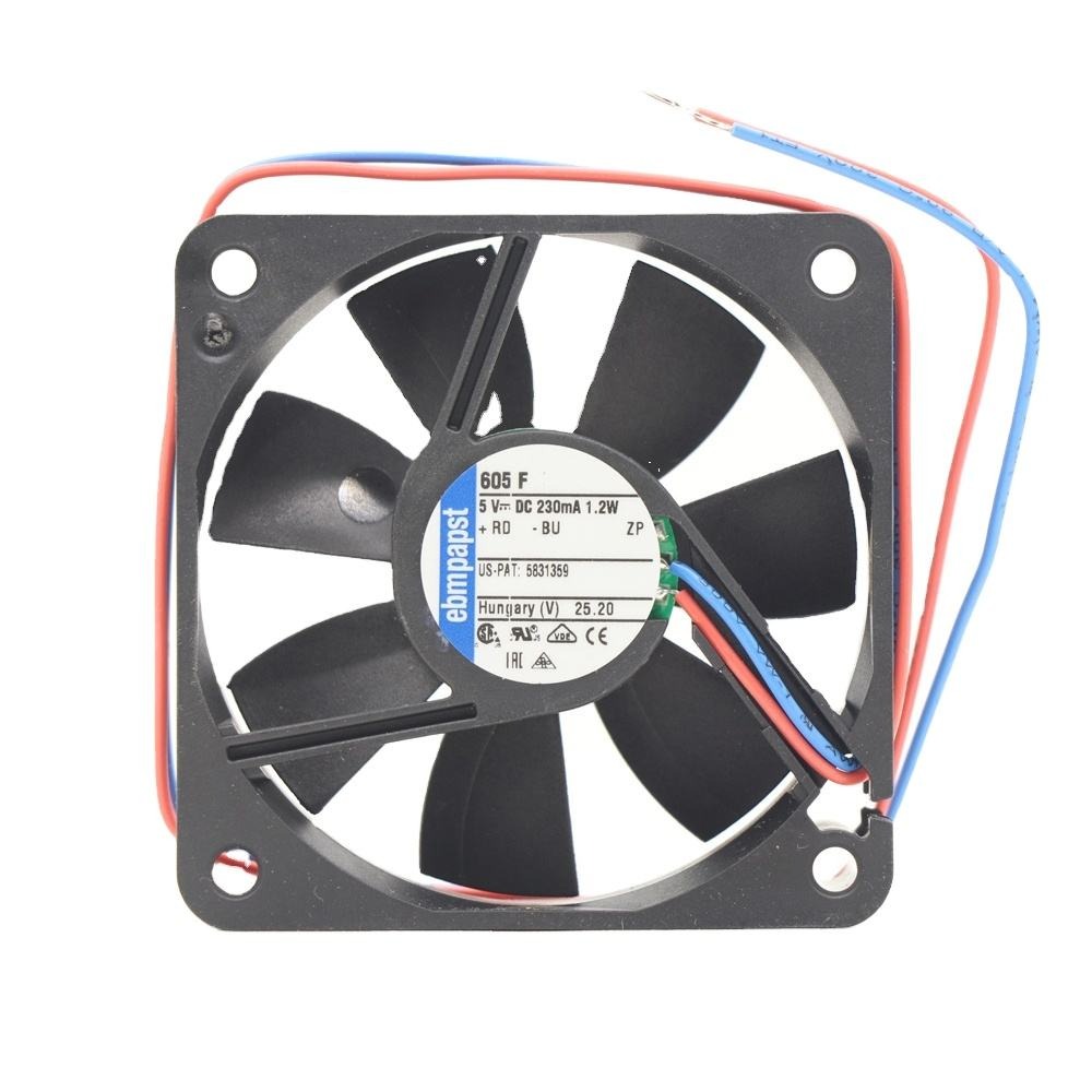 Ebmpapst 605F 5Vdc 60* 60*15Mm 6Cm 1.1W 29M3/H 4000Rpm Battery Module Cabinet Telecom Equipment Axial Cooling Fan - Color: Black
