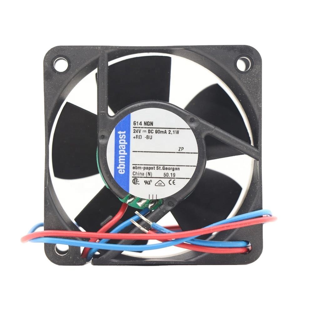 ebmpapst 614NGN 6025 60 X 60 X 25mm 24V DC 2.1W 0.088A 40m3/ h 5100RPM Ball Bearing Cabinet Small Axial Cooling Fan