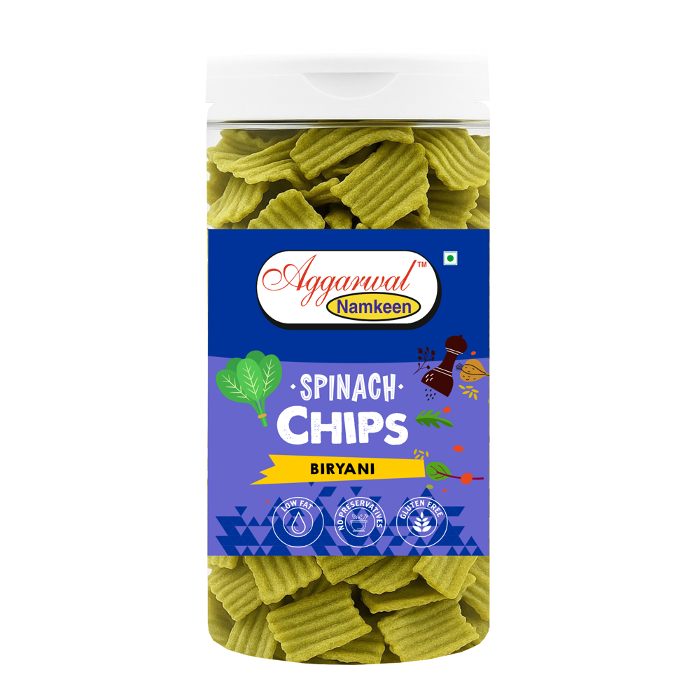 Spinach Biryani Chips - Vegetable Chips, 6 Months Shelf Life | Vegan-Friendly, Spicy Flavor, Versatile for Snacks and Gatherings