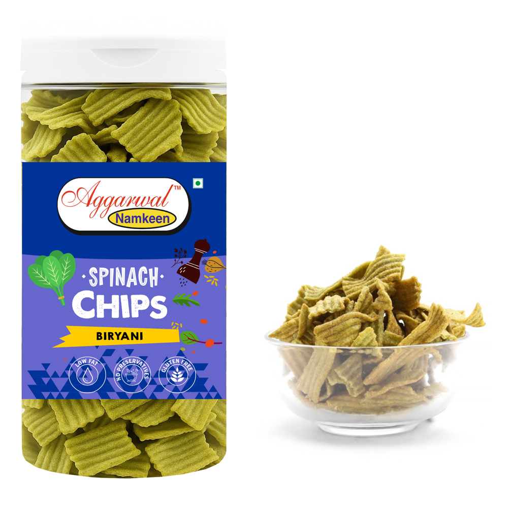 Spinach Biryani Chips - Vegetable Chips, 6 Months Shelf Life | Vegan-friendly, Spicy Flavor, Versatile For Snacks And Gatherings