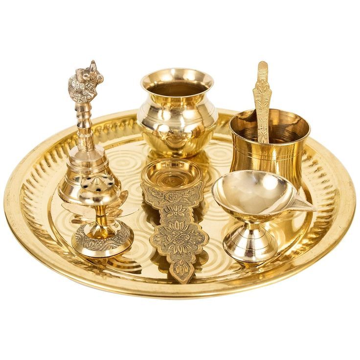Brass Pooja Thali Set - Material: Metal
