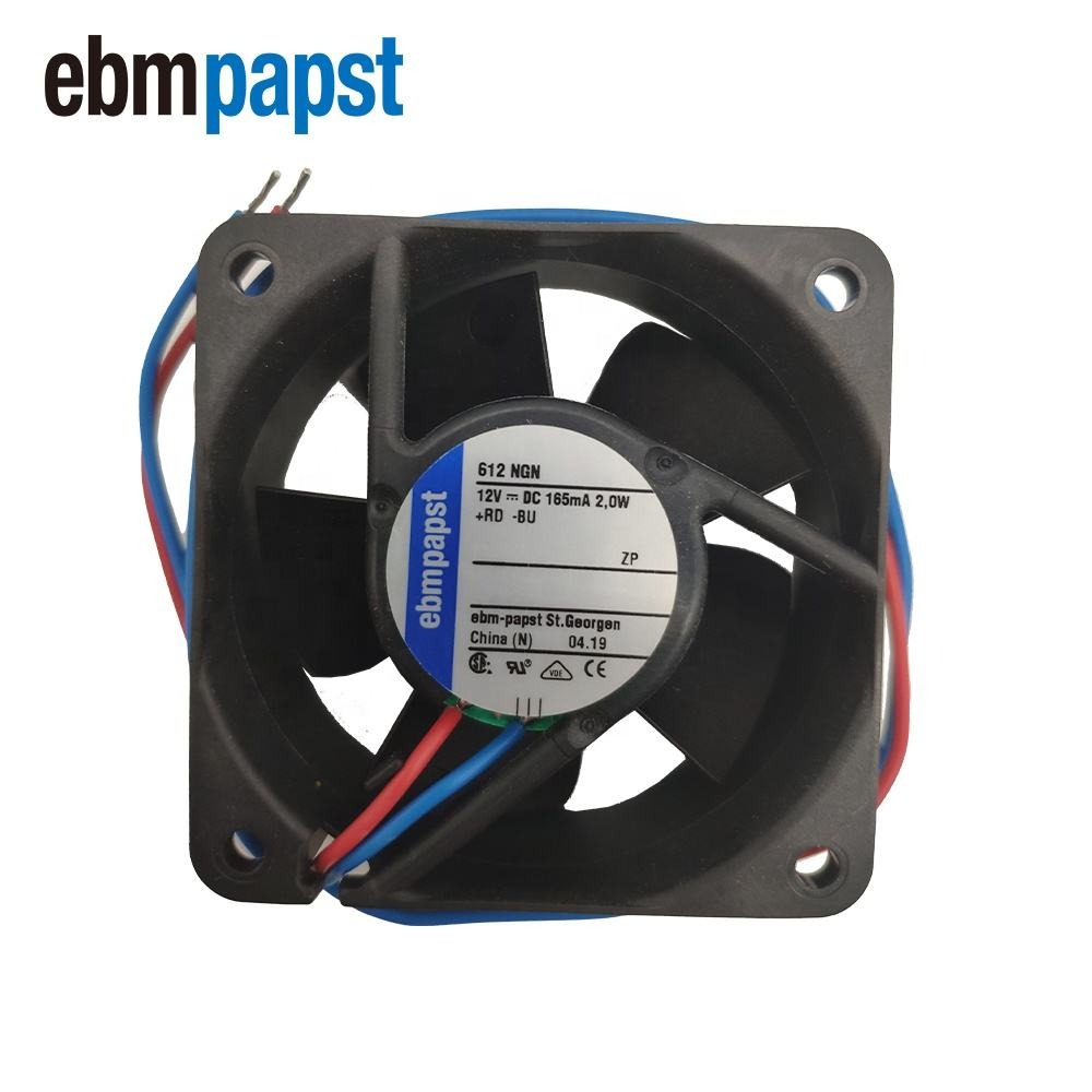 Ebmpapst 612Ngn 6025 Compact Fan 6Cm 12V Dc 40M3/H 5100Rpm Electronic Equipment Chassis Cabinet Axial Cooling Fan - Color: Black